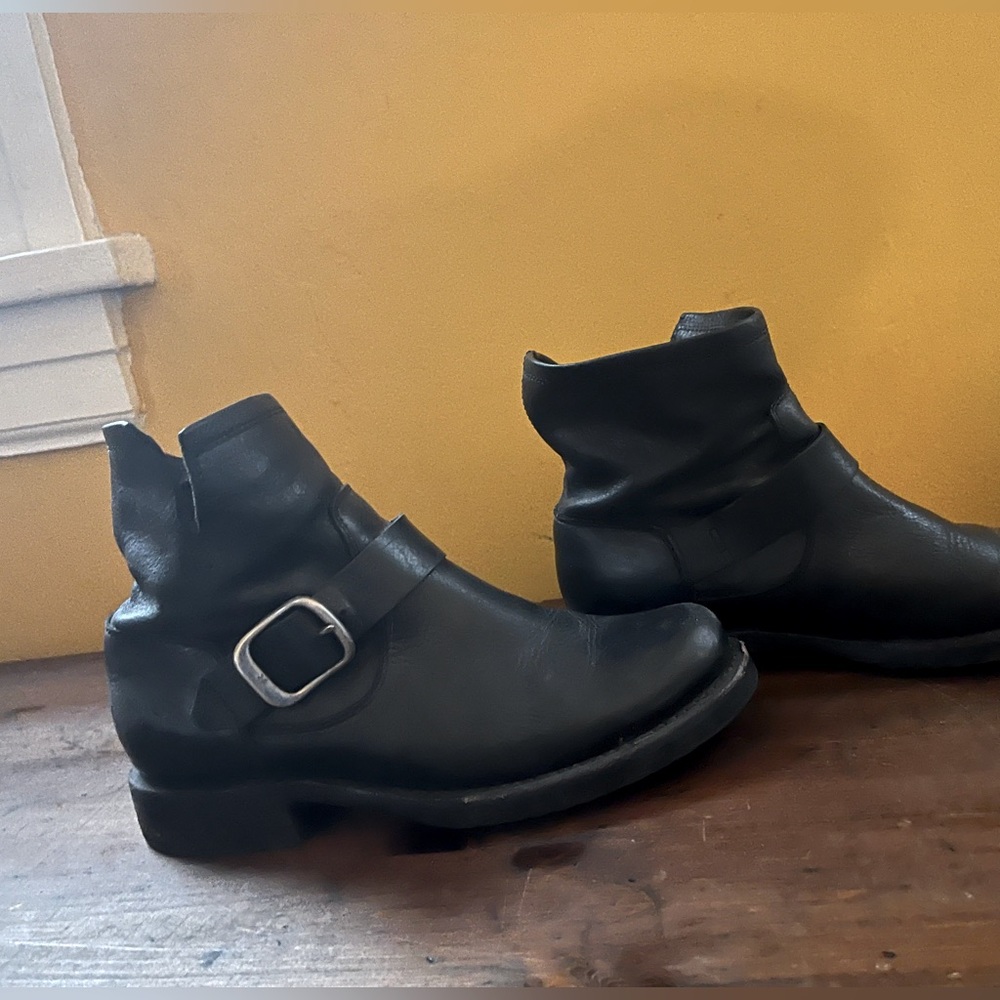 Frye black leather ankle boots. Barely used.